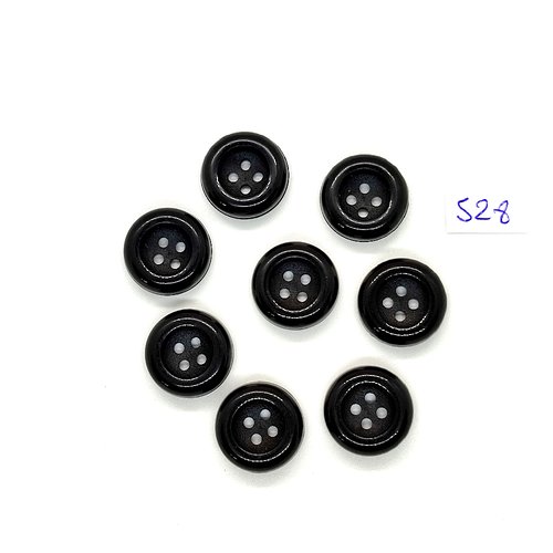 8 boutons en résine noir - vintage - 18mm - tr528