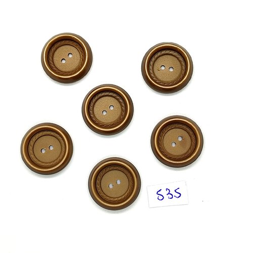 6 boutons en résine marron / taupe - vintage - 21mm - tr535