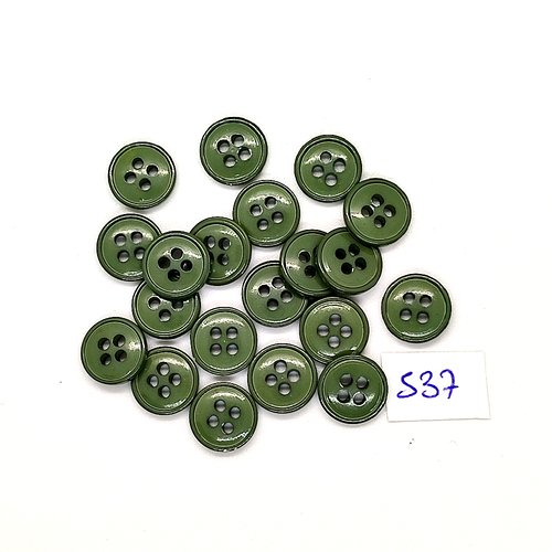 20 boutons en résine vert - vintage - 11mm - tr537