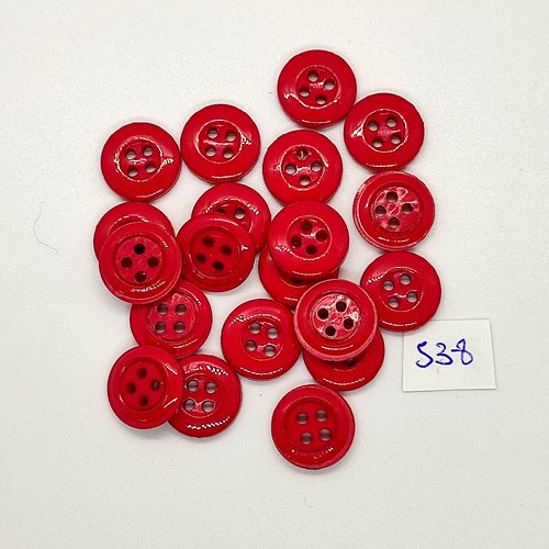 20 boutons en résine rouge - vintage - 14mm - tr538