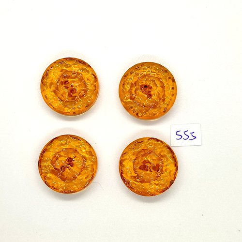4 boutons en résine orange - vintage - 26mm - tr555