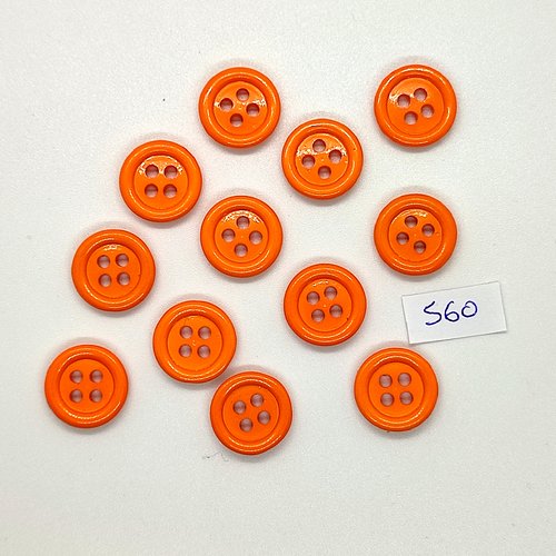 12 boutons en résine orange - vintage - 15mm - tr560