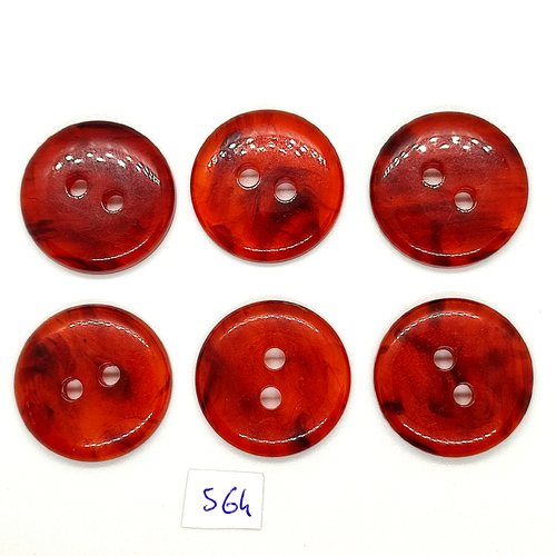 6 boutons en résine marron opaque - vintage - 26mm - tr564