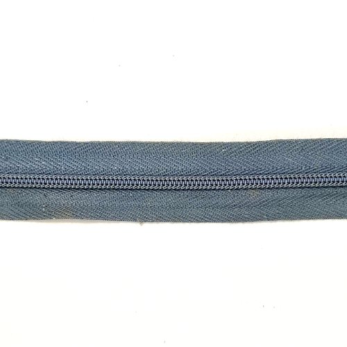 9m de fermeture éclair gris / bleu sans curseur - largeur 22mm - maille nylon