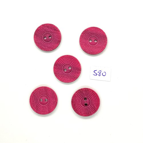 5 boutons en résine rose foncé - vintage - 22mm - tr580