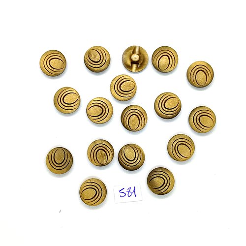 17 boutons en résine beige foncé - vintage - 13mm - tr581