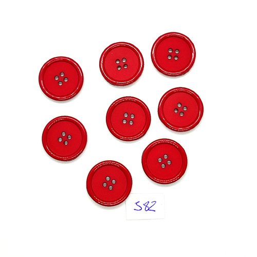 8 boutons en résine rouge foncé - vintage - 20mm - tr582