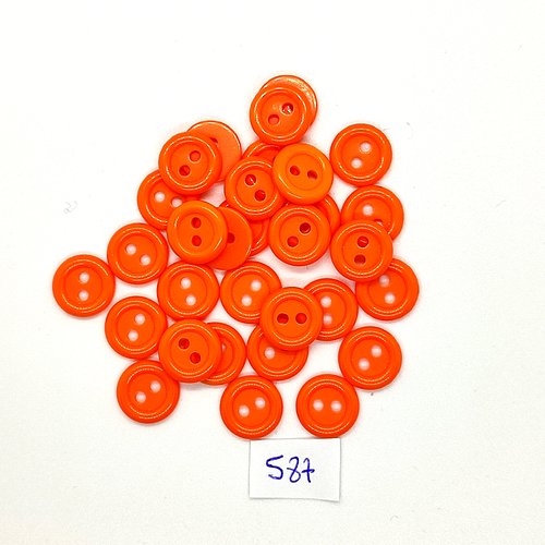 30 boutons en résine orange - vintage - 12mm - tr587