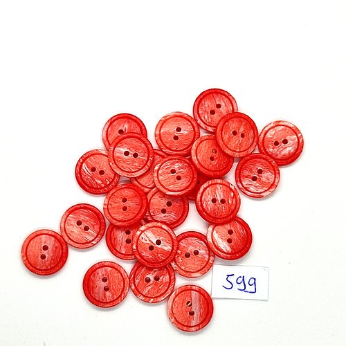 24 boutons en résine rouge clair - vintage - 14mm - tr599