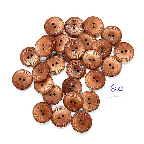 28 boutons en résine marron - vintage - 14mm - tr600