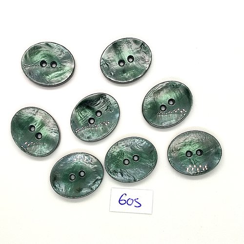8 boutons en résine  vert / bleu - vintage - 19x23mm - tr605