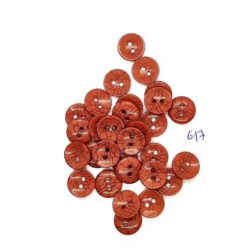 30 boutons en résine marron - vintage - 13mm - tr617