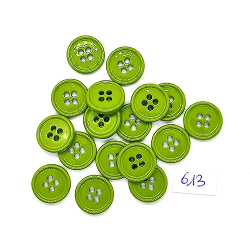 17 boutons en résine vert - vintage - 15mm - tr613