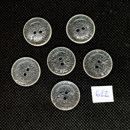 6 boutons en résine transparent - vintage - 20mm - tr622