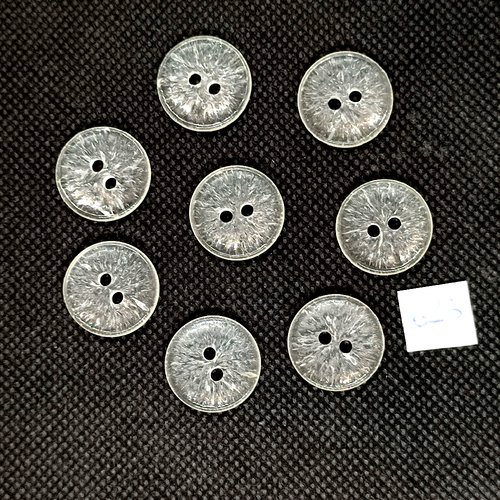 8 boutons en résine transparent - vintage - 18mm - tr623