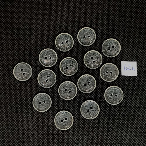 15 boutons en résine transparent - vintage - 15mm - tr624