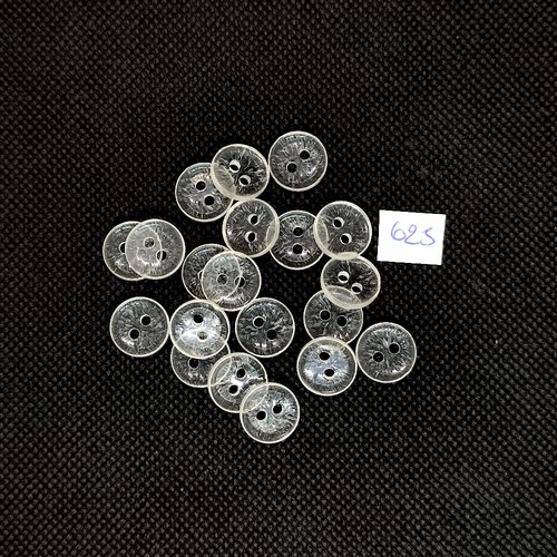 20 boutons en résine transparent - vintage - 12mm - tr625