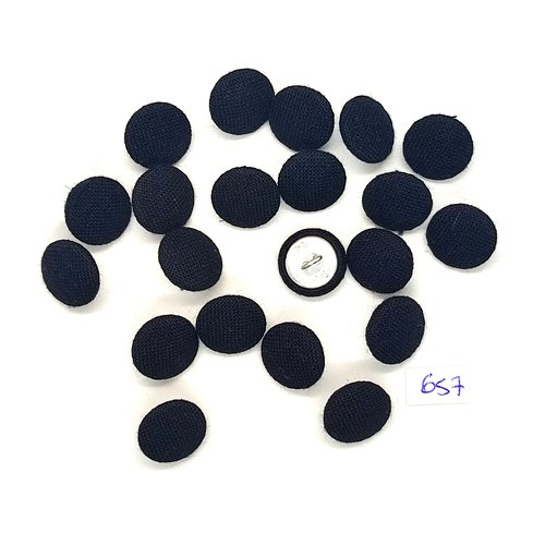 21 boutons en passementerie noir et métal argenté  - vintage - 14mm - tr657