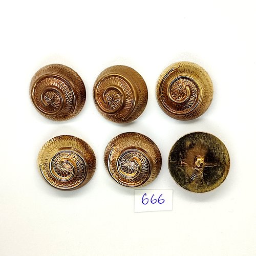 6 boutons en résine doré - vintage - 28mm - tr666
