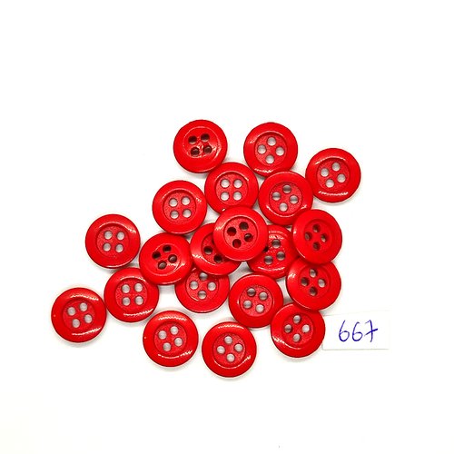 20 boutons en résine rouge - vintage - 15mm - tr667