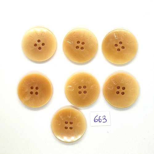 7 boutons en résine beige - dejac - vintage - 25mm - tr663