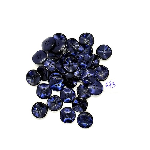 35 boutons en résine bleu - vintage - 14mm - tr673