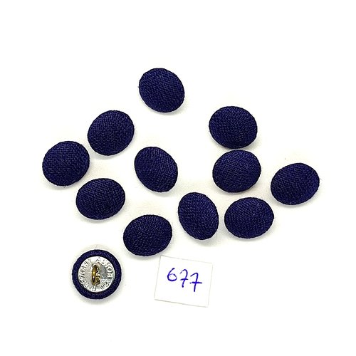 12 boutons en passementerie bleu marine et métal argenté - vintage - 12mm - tr677