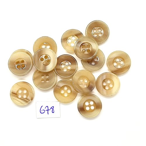 17 boutons en résine beige - vintage - 15mm - tr678