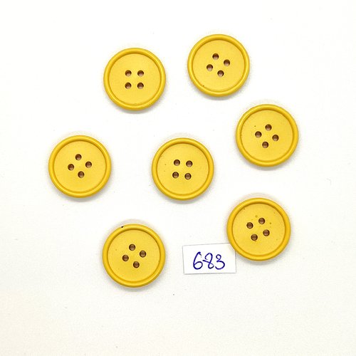 7 boutons en résine jaune - vintage - 18mm - tr683