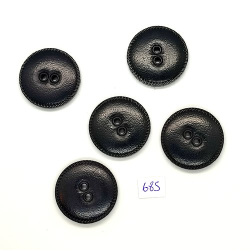 5 boutons en résine noir - vintage - 30mm - tr685