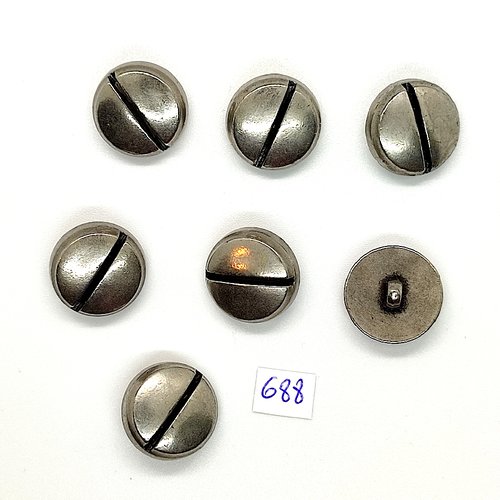 7 boutons en résine argenté - vintage - 18mm - tr688
