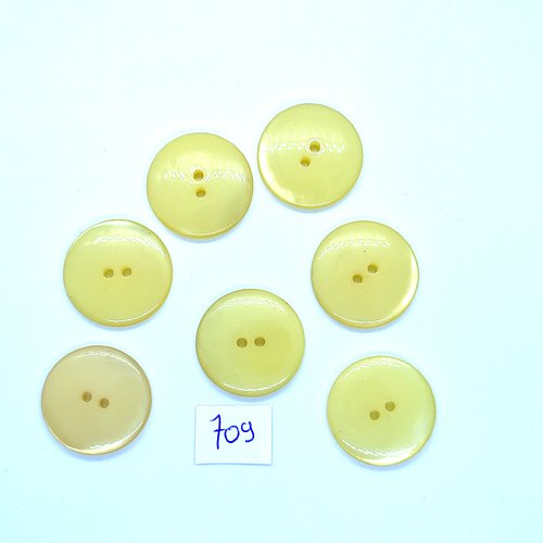 7 boutons en résine jaune - vintage - 23mm - tr709