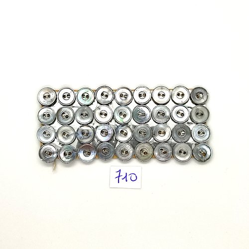 1 planche de 36 boutons en nacre gris - vintage - 9mm - tr710