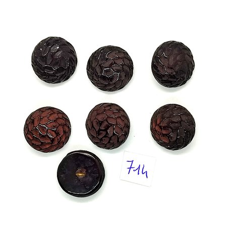 7 boutons en résine marron - vintage - 21mm - tr714