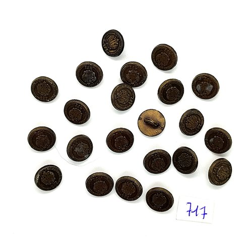 23 boutons en résine bronze - vintage - 11mm - tr717