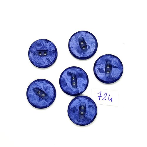 6 boutons en résine bleu - vintage - 23mm - tr724