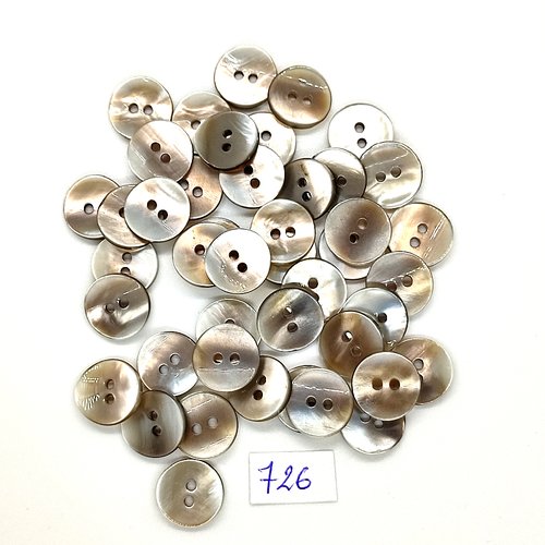 44 boutons en résine gris et marron - vintage - 14mm - tr726