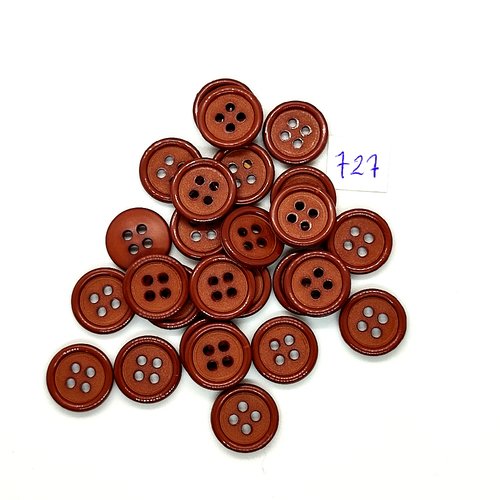 27 boutons en résine marron - vintage - 15mm - tr727