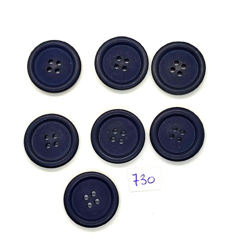 7 boutons en résine bleu foncé - vintage - 25mm - tr730