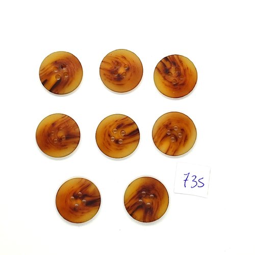 8 boutons en résine marron - vintage - 20mm - tr735