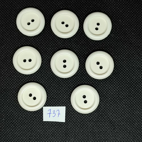 8 boutons en résine blanc - vintage - 22mm - tr737