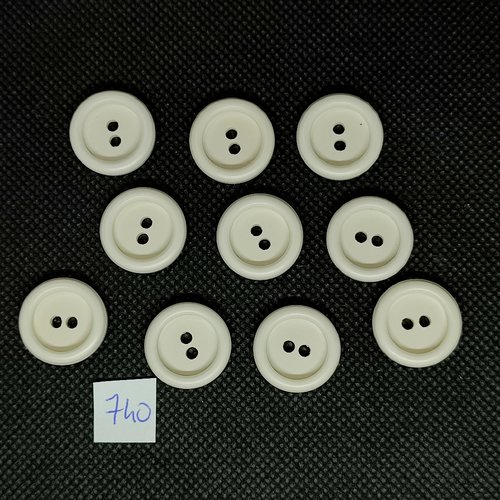 10 boutons en résine blanc - vintage - 18mm - tr740