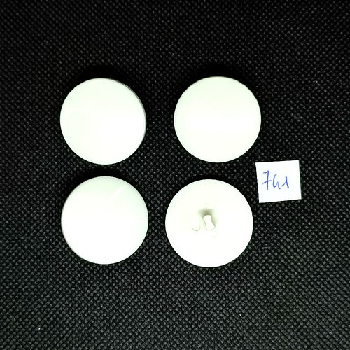 4 boutons en résine blanc - vintage - 28mm - tr741