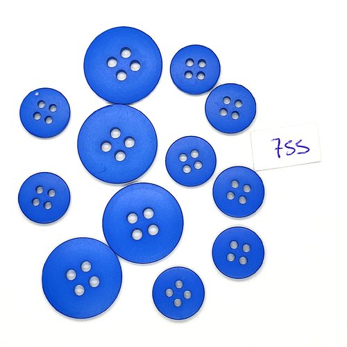 12 boutons en résine bleu - vintage - 22mm et 14mm - tr755