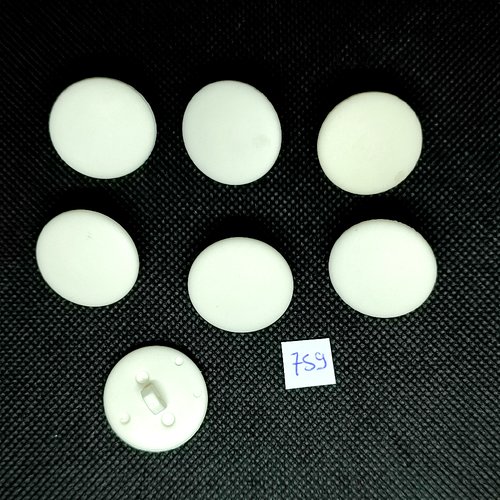 7 boutons en résine blanc - vintage - 25mm - tr759
