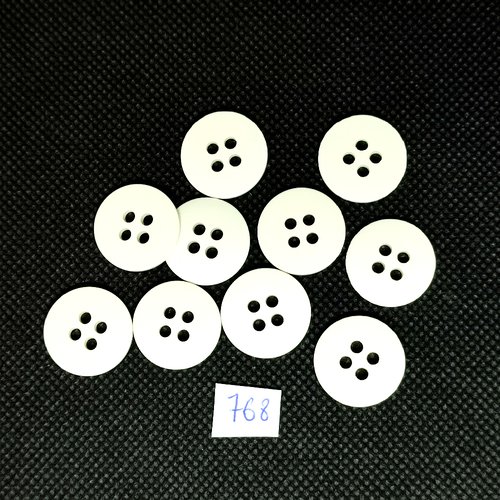 10 boutons en résine blanc - vintage - 18mm - tr768