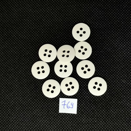 10 boutons en résine blanc - vintage - 14mm - tr769