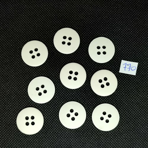 9 boutons en résine blanc - vintage - 22mm - tr770