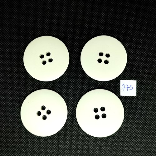 4 boutons en résine blanc - vintage - 39/40mm - tr773