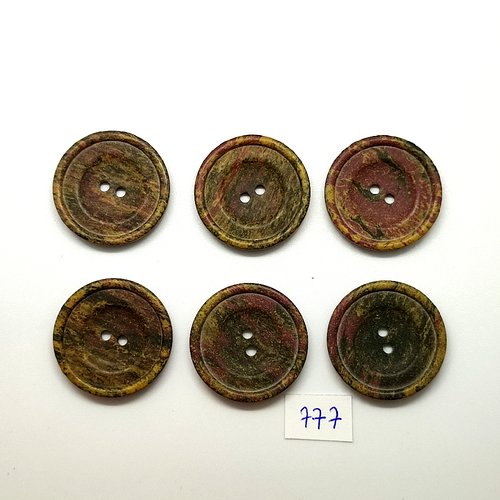 6 boutons en résine marron dégradé - vintage - 31mm - tr777